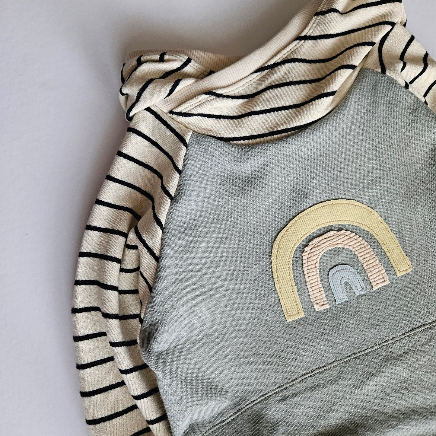 4-7 Years Rainbow Stripe Grow With Me Hoodie