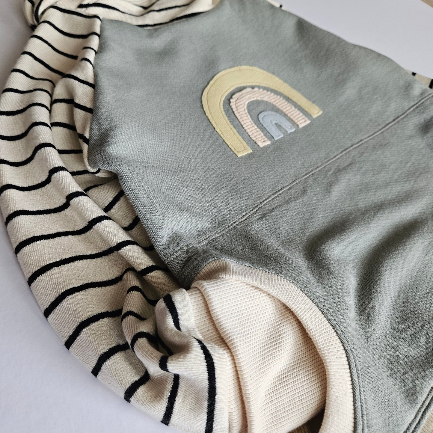 4-7 Years Rainbow Stripe Grow With Me Hoodie