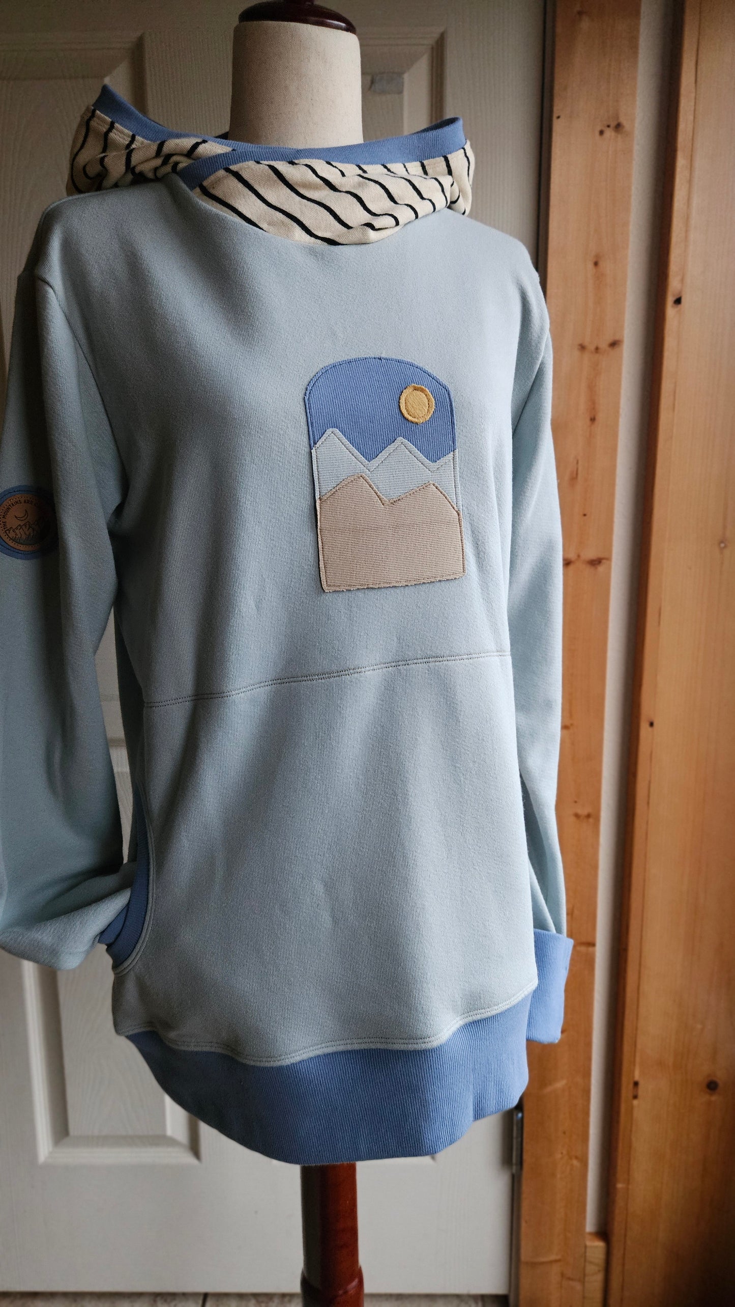 Medium Women's Hoodie- Mountains Blue
