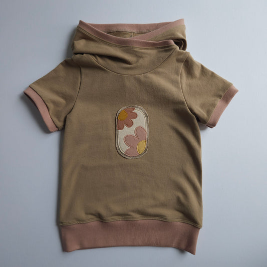 9-12Y FLORAL HOODED TEE- GROW WITH ME HOODED TEE