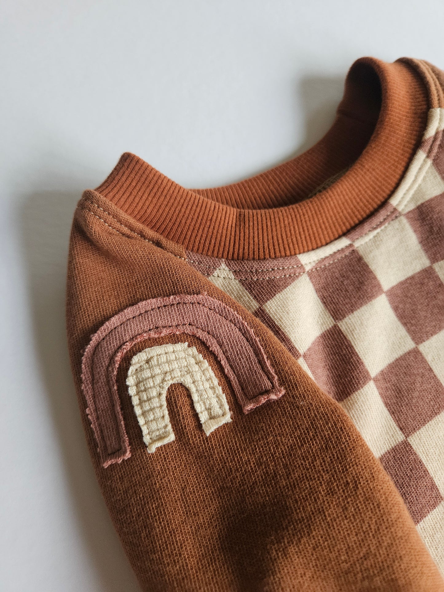 3-12 Months Rainbow Checks Grow With Me Sweater