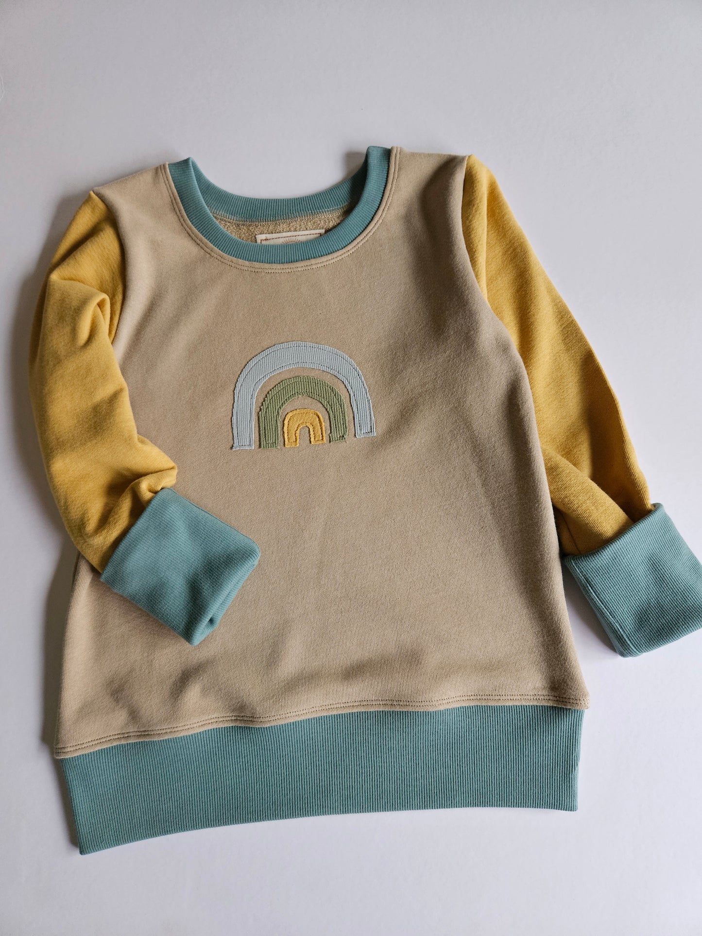 6-9 Years Muted Rainbow Grow With Me Sweater