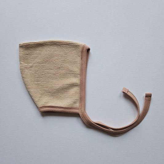 Pixie Bonnet in Oat + Pink Waffle (Multiple Sizes Available)