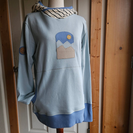 Medium Women's Hoodie- Mountains Blue