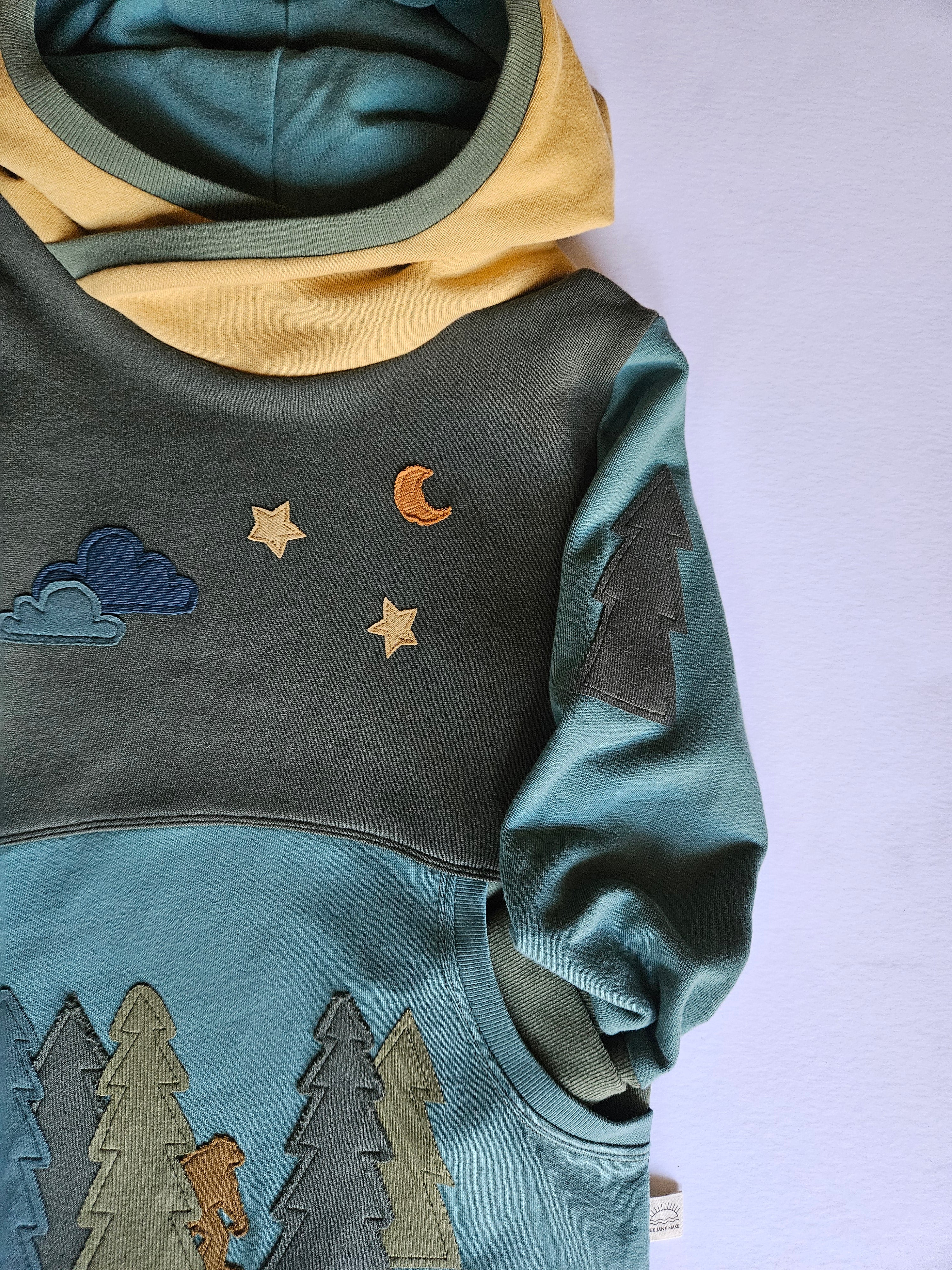 10-14 Years Bigfoot Starry Sky Grow With Me Hoodie