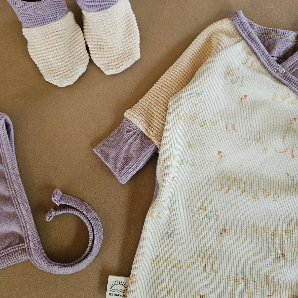 Newborn Baby Essentials Set- in Ducklings with Lilac