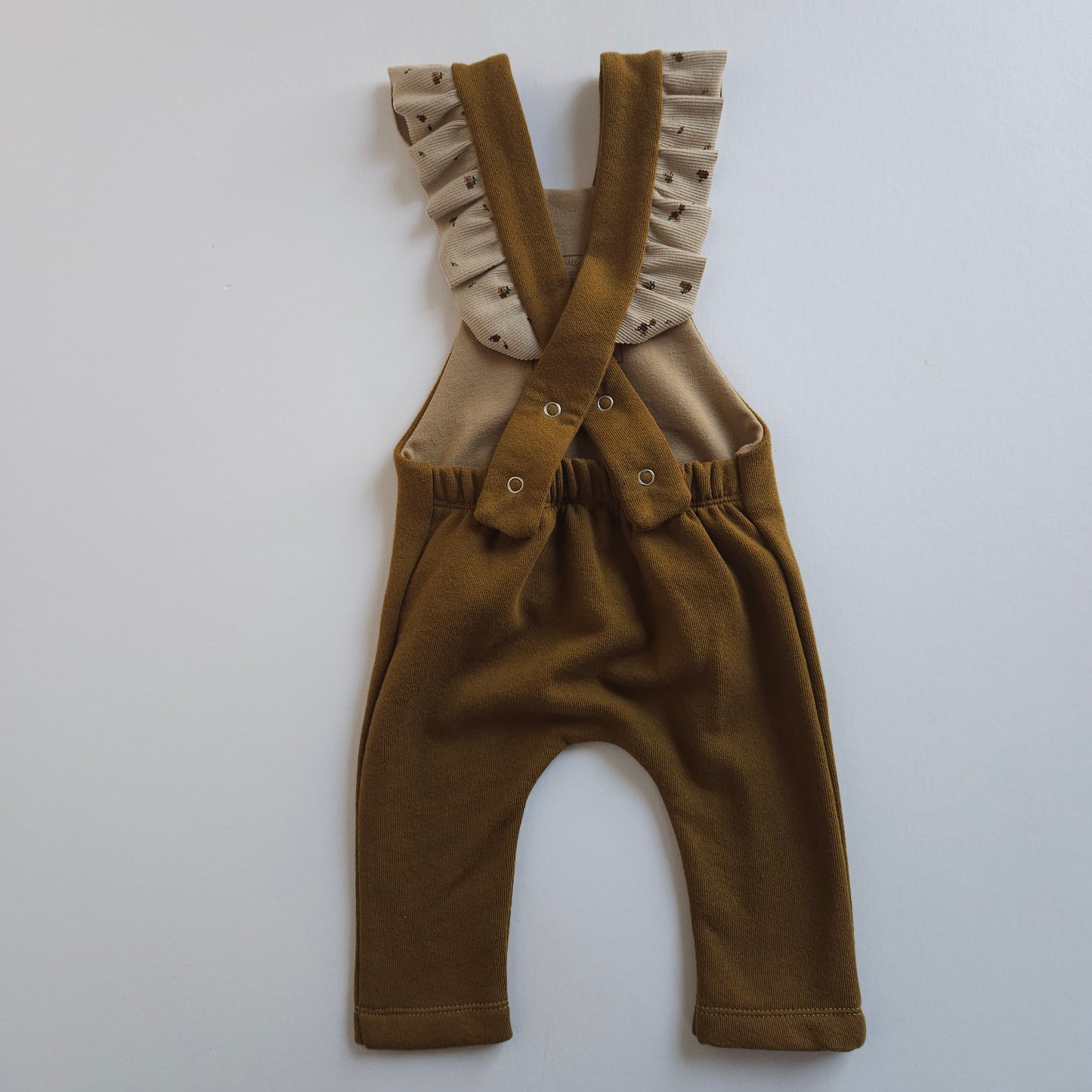 Ruffle Overalls in Sequoia- Multiple Sizes