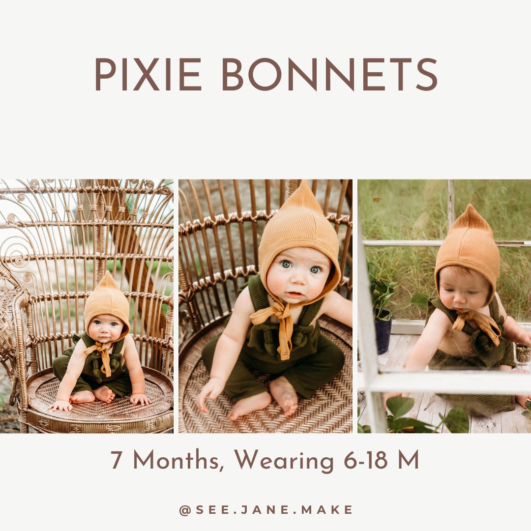 ORDER for Molly- Pixie Bonnets in Northwood, Canyon, Oat Waffle 6-18M