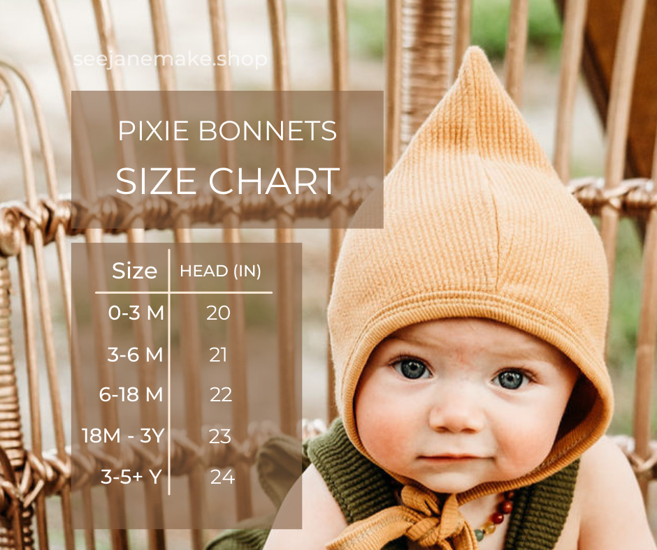 ORDER for Molly- Pixie Bonnets in Northwood, Canyon, Oat Waffle 6-18M